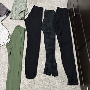 Lululemon Athletica Black and Green Leggings